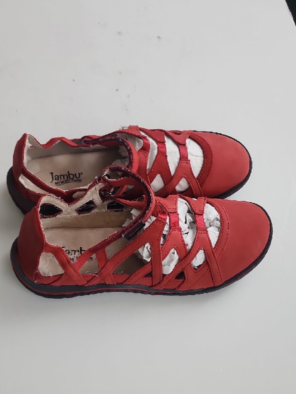 Jambu Red Strappy Casual Mary Jane Flats with Cutouts - Picture 7 of 13
